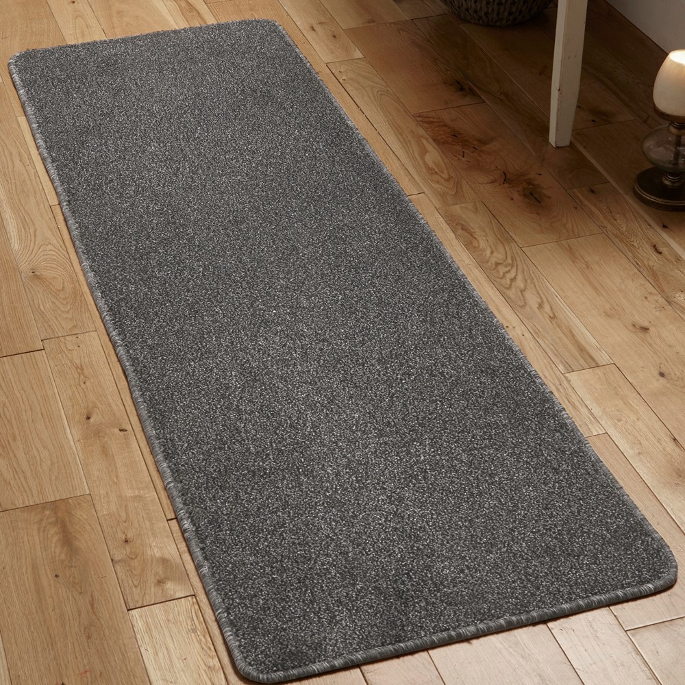 Relay Plain Modern Runner Rugs in Grey